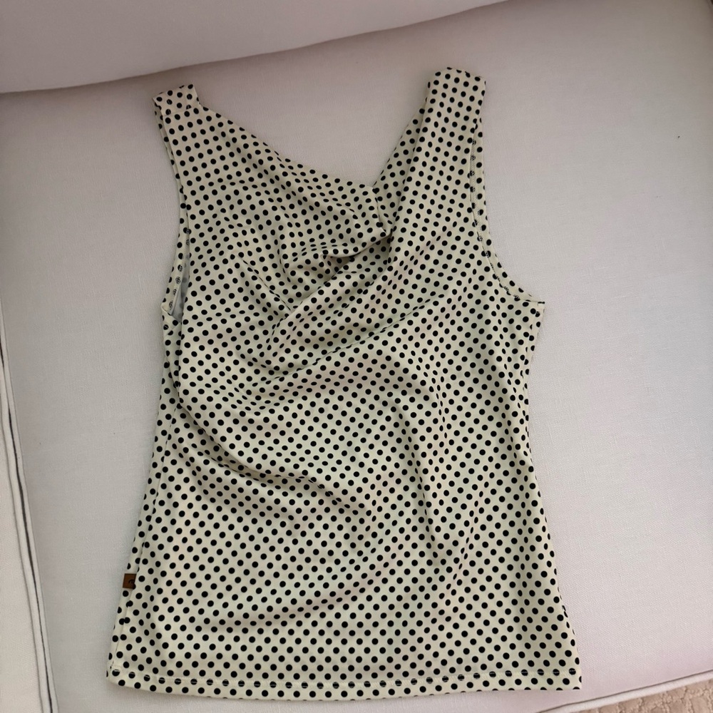 Miaou cowl neck Polka Dot Sleeveless Top